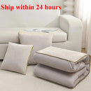 Axyaa Chenille-Rimmed Cotton Pillow Quilt: Solid Color Dual-Purpose Two-in-One Design