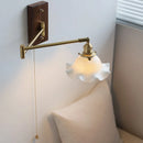 Axyaa Flower Ceramic LED Wall Light with Copper Arm, Modern Design Fixtures