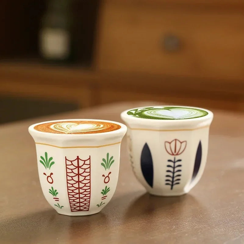 Axyaa Art Flower Espresso Cups - Set of 2