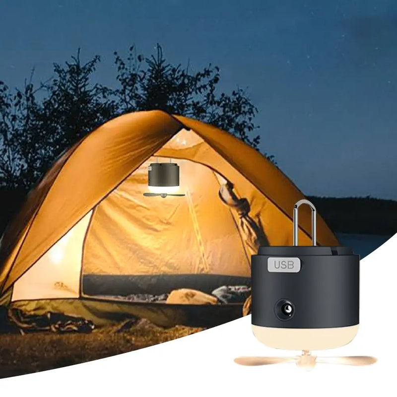 Axyaa 4-in-1 Rechargeable LED Camping Lantern with Fan and Spray