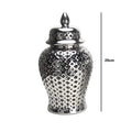 Axyaa Silvery Ceramic Hollow Out Storage Jar - Room Decor Bud Vase