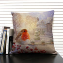 Axyaa Christmas Bird Snow Pattern 45x45cm Linen Pillow Case Home Sofa Decoration