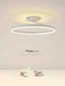 Axyaa Modern Minimalism Round LED Ceiling Chandelier White Black Aluminium Lamps