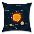 Axyaa Solar System Planets Linen Cushion Cover 45x45cm Bedroom Living Room Sofa Decor