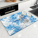Axyaa Watercolor Abstraction Drying Mat - Non-Slip Absorbent Placemat for Kitchen Counter
