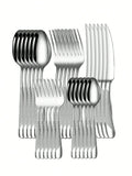 Axyaa Stainless Steel Silver High-End Star Diamond 30pc Tableware Set for Luxury Dining