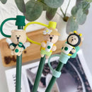 Axyaa Cute Bear Silicone Straw Caps - 7-8mm Reusable Dust-proof Topper for Tumbler