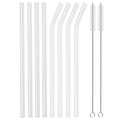 Axyaa Glass Straws Set - High Borosilicate Bent 8pcs Drinking Straw Pack