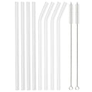 Axyaa Glass Straws Set - High Borosilicate Bent 8pcs Drinking Straw Pack