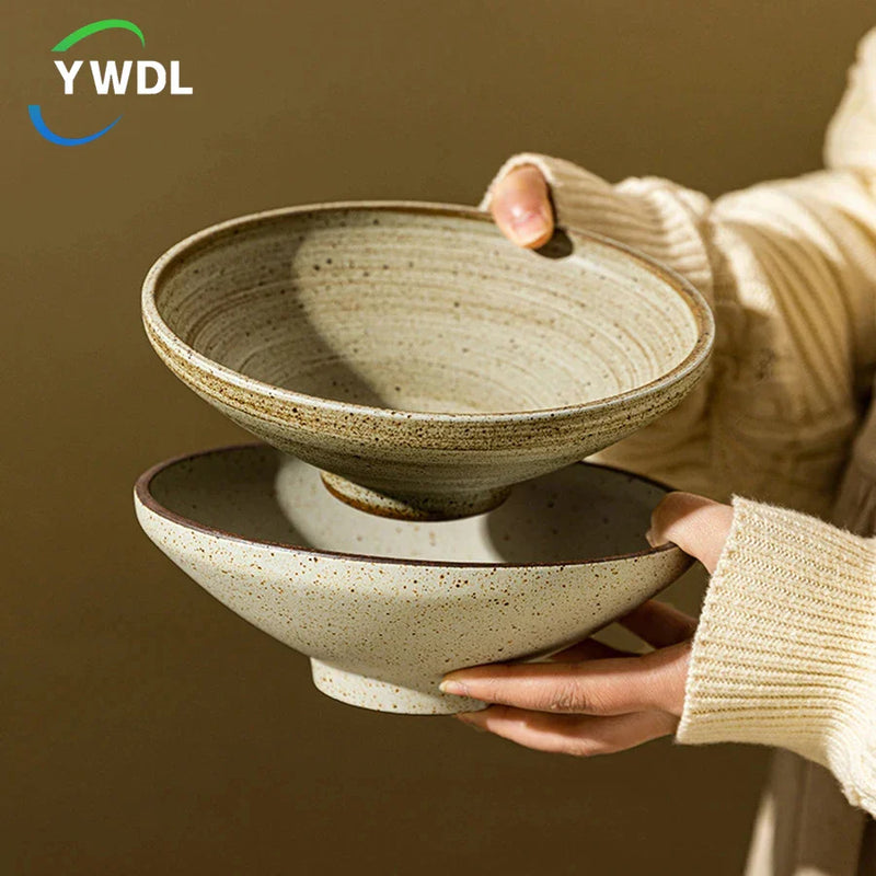 Axya Japanese Ceramic Salad Bowl Set, Heat-resisting Coarse Dinnerware, 800ml