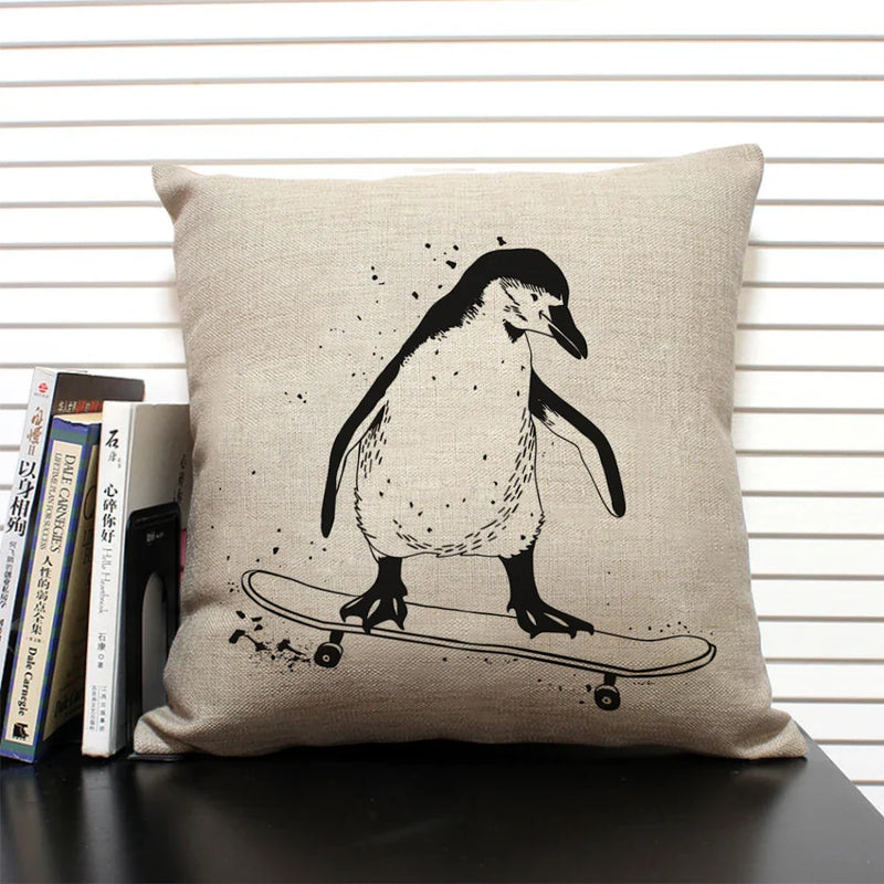 Animal Penguin Cushion Cover 45x45, Axyaa Brand - Cute & Funny Decorative Pillowcase