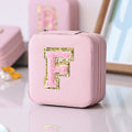 Axyaa Sequin Letter Jewelry Box with Mirror - Cute Portable Organizer Gift