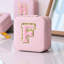Axyaa Sequin Letter Jewelry Box with Mirror - Cute Portable Organizer Gift