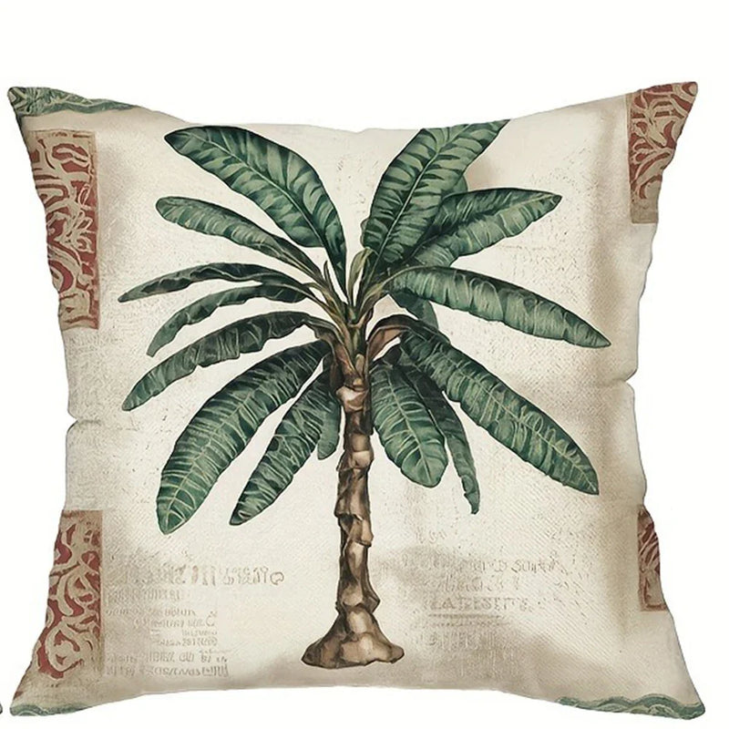 Axyaa Retro Tropical Plant Leaf Tree Print Pillowcase for Home Room Decoration