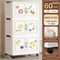 Axyaa 6 Tier Foldable Storage Box with Rolling Wheels for Home Organization
