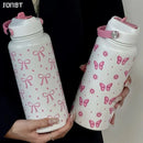 Axyaa Vacuum Insulated Water Bottle with Straw & Handle - Stainless Steel Thermos