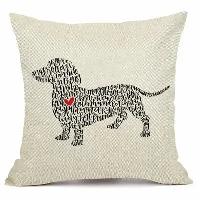 Axyaa Christmas Sausage Style Cushion Cover | Festive Dog Decorative Pillow Cover 45x45cm