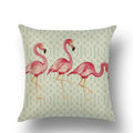 Axyaa Flamingo Print Linen Pillowcase 45*45cm