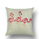 Axyaa Flamingo Print Linen Pillowcase 45*45cm