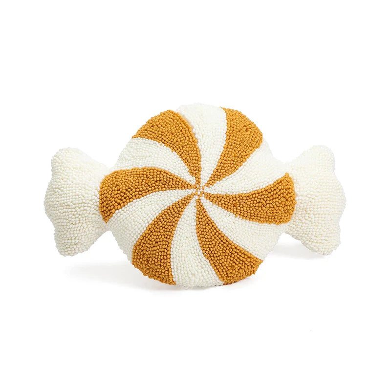 Axyaa Candy Cane Pinwheel Cushion - Green Red Gold - Kids Room Party Decor