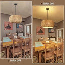 Axyaa Wabi Sabi Rattan Pendant Chandelier 5-Light Fixture for Home Decor