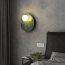 Axyaa Circular Green Marble Sconce LED Wall Lamp