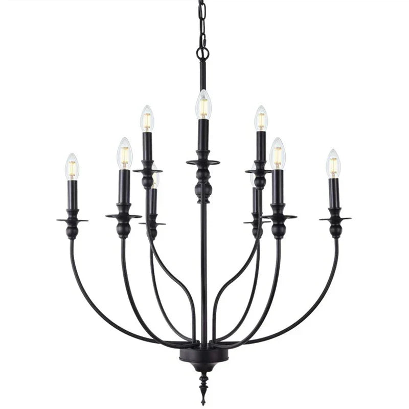 Axyaa Retro Industrial Chandelier with 9 E14 Candle Lights.
