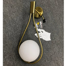 Axya Nordic Glass Wall Lamp - Brass Metal Bedside Light for Bedroom and Corridor