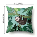 Sloth & Tropical Plants Printed Pillow Cover by Axyaa