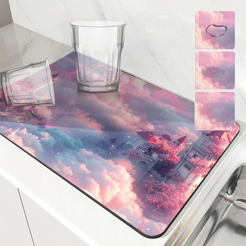 Sky Cloud Castle Absorbent Drying Mat by Axyaa - Table Decoration & Accessories