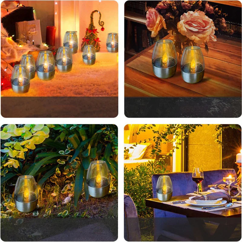 Solar Flameless Tea Lights by Axyaa: Waterproof Outdoor Rechargeable Candles