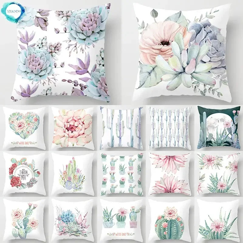 Axyaa Cactus Plants Pattern Cushion Cover Throw Pillow Decor Sofa Pillowcase