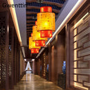 Axyaa Sheepskin Pendant Lights: Chinese Style, Retro Home Decor for Living Room, Dining Room.