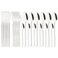 Axyaa 24-Piece Stainless Steel Dinnerware Set White Silver Flatware Tableware Kit