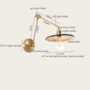 Axyaa Vintage LED Wall Lamp Swing Long Arm Loft Glass Copper Light for Bedroom