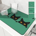 Axyaa Halloween Black Kitchen Drying Mat - Quick Dry Dish Draining Pad