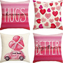 Axyaa Love Kiss Hug Pattern Decor Pillowcase for Home Sofa, Gift for Valentine's Day