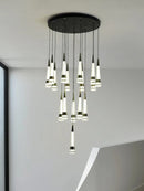 Axyaa Tapered Chandelier: Modern Nordic Pendant for Living Room, Staircase, Attic