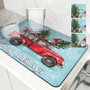 Axyaa Christmas Drying Mat: Non-slip Heat Resistant Kitchen Counter Pad
