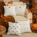 Axyaa Halloween Ghosts Cushion Cover - Soft White Orange Embroidered Texture