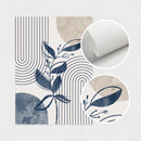 Bohemian Navy Blue Beige Geometric Plant Prints by Axyaa - Set of 3