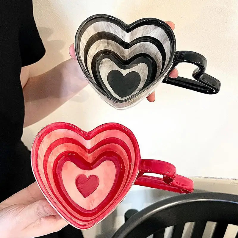 Axya™ Ceramic Heart Mug | Creative Coffee Cup | Wholesale Tableware Valentine's Gift