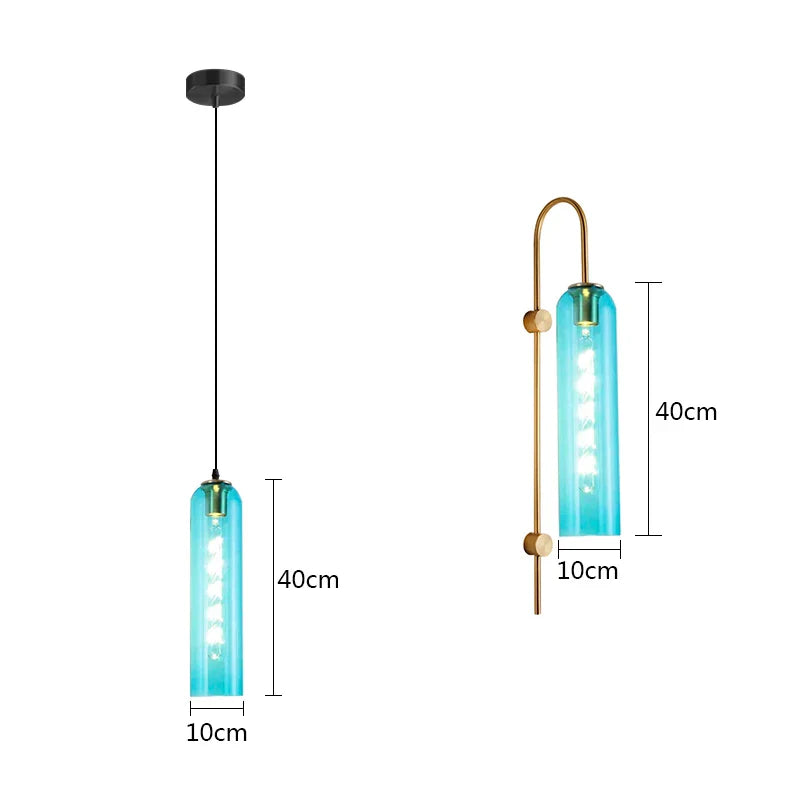 Axya Green Glass Nordic Pendant Light E27 Hanging Fixture for Living and Bedroom