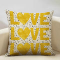 Axyaa Mustard Yellow Letter Style Cushion Cover 45x45cm Home Cafe Decor
