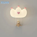 Axyaa Pink Crown Wall Lamps for Girl Kids Room Night Light
