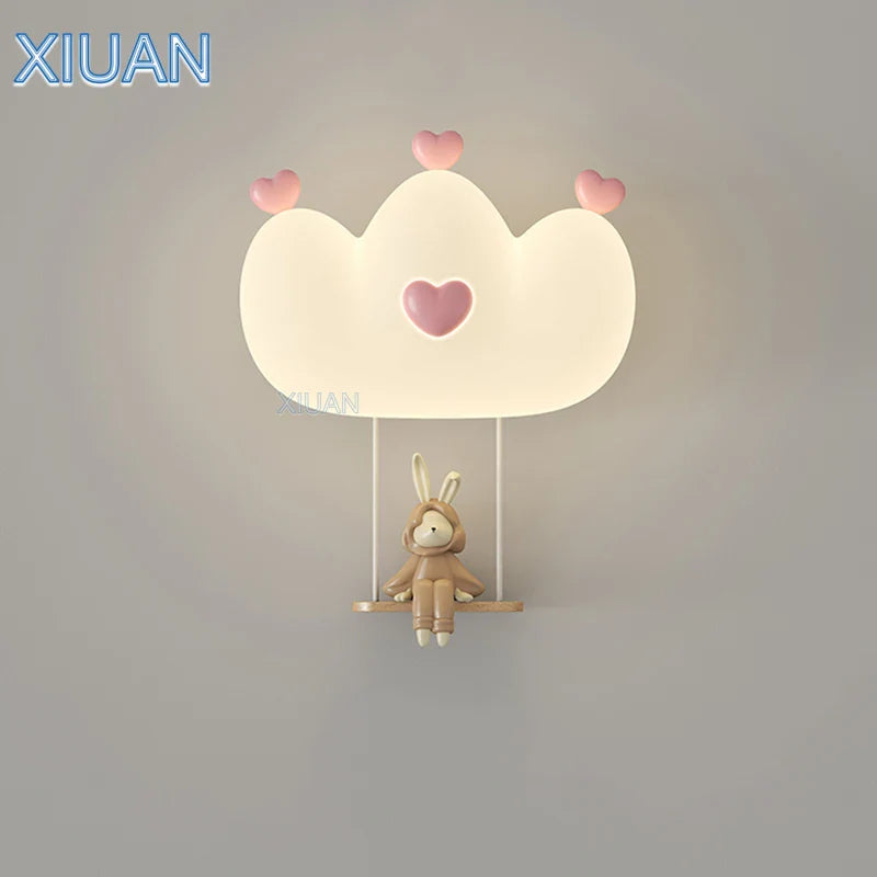 Axyaa Pink Crown Wall Lamps for Girl Kids Room Night Light