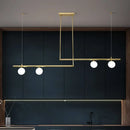 Axyaa Glass Globe Chandelier - Modern 3-Light Linear Ceiling Hanging Fixture