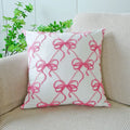 Axyaa Pink Bow Embroidery Flannel Pillowcase - Soft Polyester Sofa Cushion Cover
