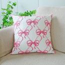 Axyaa Pink Bow Embroidery Flannel Pillowcase - Soft Polyester Sofa Cushion Cover