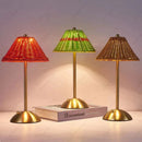 Axyaa Rattan Umbrella Lamp: Rechargeable LED Desk Light for Home, Hotel, and Dining Area